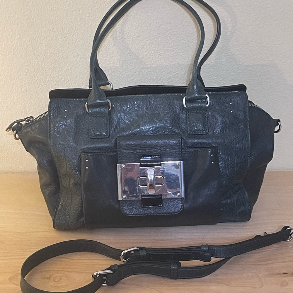 OH by Joy Gryson army green leather satchel bag